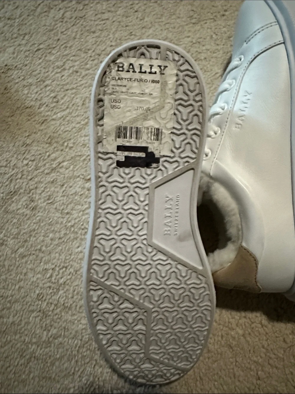 Bally White Fur-Trim Leather Winter Sneakers